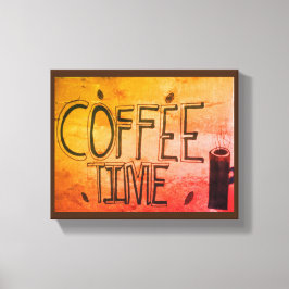 Koffietijd Hout Wall Art Canvas Afdruk