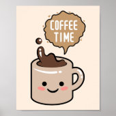 koffietijd kawaii - koffiebeker - illustratie poster (Voorkant)