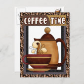 Koffietijd leuke cartoon briefkaart (Voorkant / Achterkant)