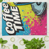 "Koffietijd" Levendig Pop Art Mok Design Theedoek (Gevouwen)