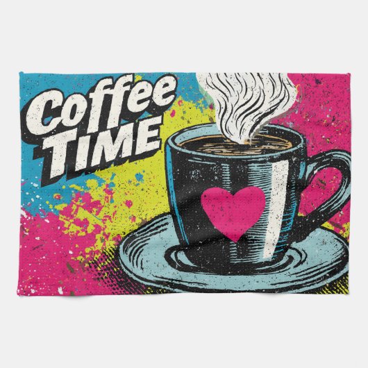 "Koffietijd" Levendig Pop Art Mok Design Theedoek (Horizontaal)