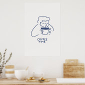 Koffietijd Man met grote cup print minimalistisch (Keuken)