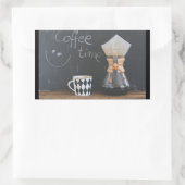 Koffietijd met beker- en koffiepot rechthoekige sticker (Tas)