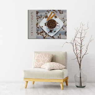 Koffietijd met bonen en foto's voor bekerfijne kun poster