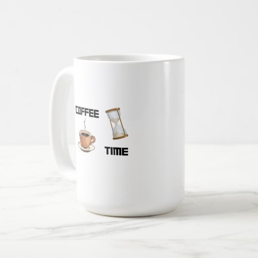 Koffietijd met een kop koffie op een koffiekopje (Voorkant links)