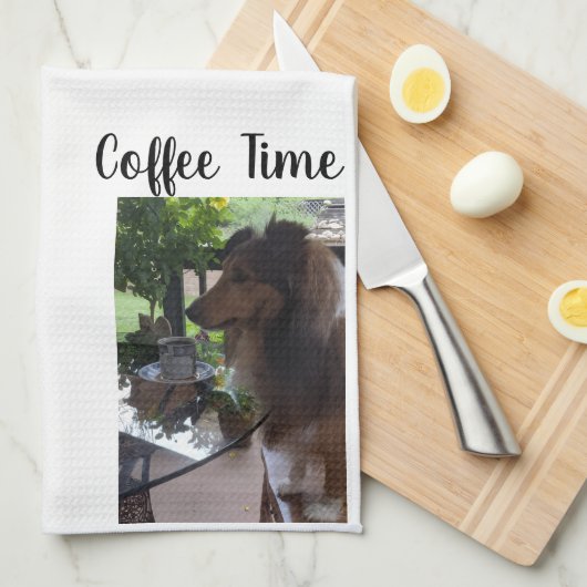 Koffietijd met een Schattige Sheltie! Theedoek (Quarter Fold)
