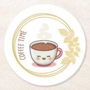 Koffietijd met gouden blad onderzetter