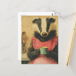Koffietijd met Miss Badger Briefkaart