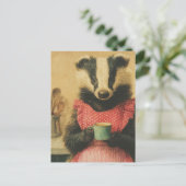 Koffietijd met Miss Badger Briefkaart (Staand voorkant)