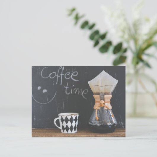 Koffietijd met Mok en potten Briefkaart (Staand voorkant)