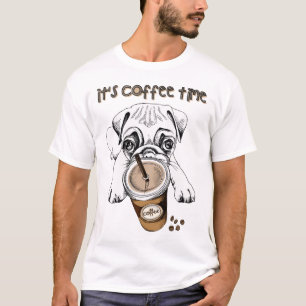 Koffietijd met Pug – Schattige Hond & IJs Koffie L T-shirt