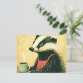 Koffietijd met Schattige Miss Badger Briefkaart (Staand voorkant)