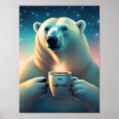 Koffietijd Polar beer Art Decor Poster (Voorkant)