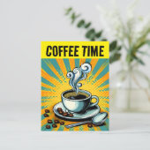 KOFFIETIJD RETRO BRIEFKAART (Staand voorkant)