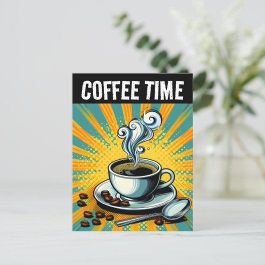 KOFFIETIJD RETRO BRIEFKAART (Staand voorkant)