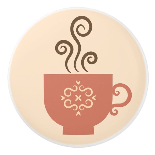 Koffietijd Retro Design Keramische Knop (Voorkant)