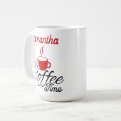 Koffietijd rood ontwerp koffiemok (Voorkant links)