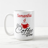 Koffietijd rood ontwerp koffiemok (Links)
