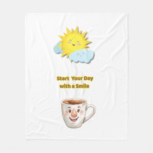 Koffietijd – Schattige glimlachende beker Fleece Deken (Voorkant)