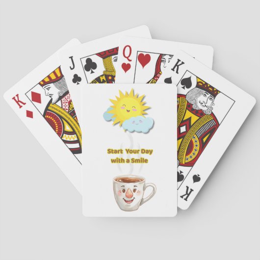 Koffietijd – Schattige glimlachende beker Pokerkaarten (Achterkant)