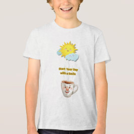 Koffietijd – Schattige glimlachende beker Tri-Blend Shirt
