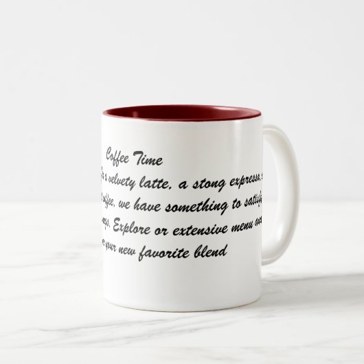 Koffietijd Tweekleurige Koffiemok (Voorkant rechts)