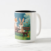 Koffietijd van de vos en het konijn tweekleurige koffiemok (Voorkant rechts)
