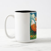 Koffietijd van de vos en het konijn tweekleurige koffiemok (Links)