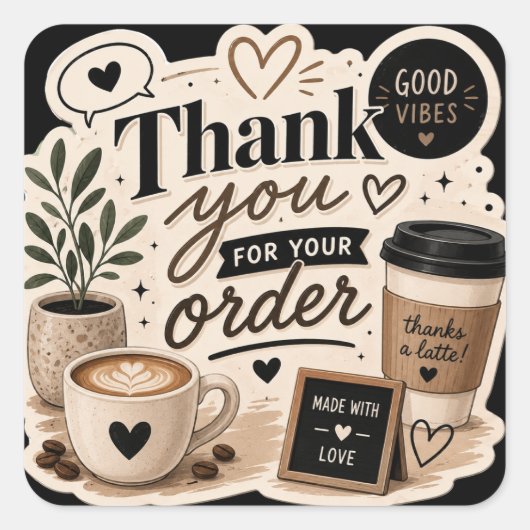 Koffietijd Vierkante Sticker (Voorkant)