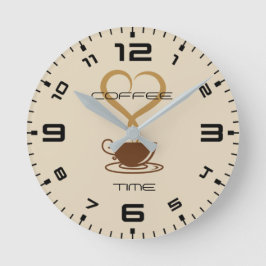 Koffietijd wandklok rond (middelgroot)