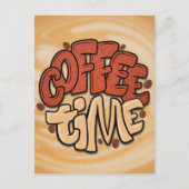 Koffietijd woorden op melkschuim briefkaart (Voorkant)
