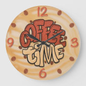 Koffietijd woorden op melkschuim grote klok (Voorkant)