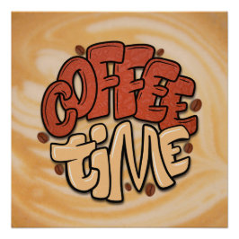 Koffietijd woorden op melkschuim perfect poster