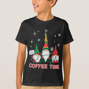 Koffietijden met drie gnomen, vrolijke kerstcadeau t-shirt