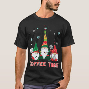 Koffietijden met drie gnomen, vrolijke kerstcadeau t-shirt
