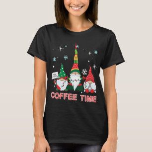 Koffietijden met drie gnomen, vrolijke kerstcadeau t-shirt