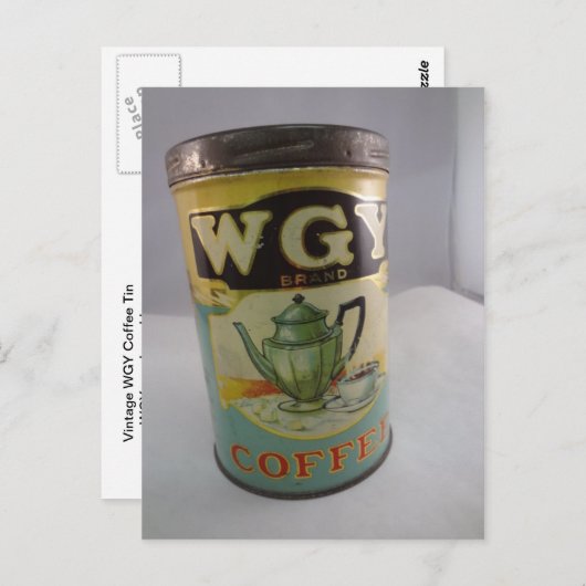 Koffietin,  WGY-tin Briefkaart (Voorkant / Achterkant)