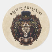 Koffietovenaar Ronde Sticker (Voorkant)