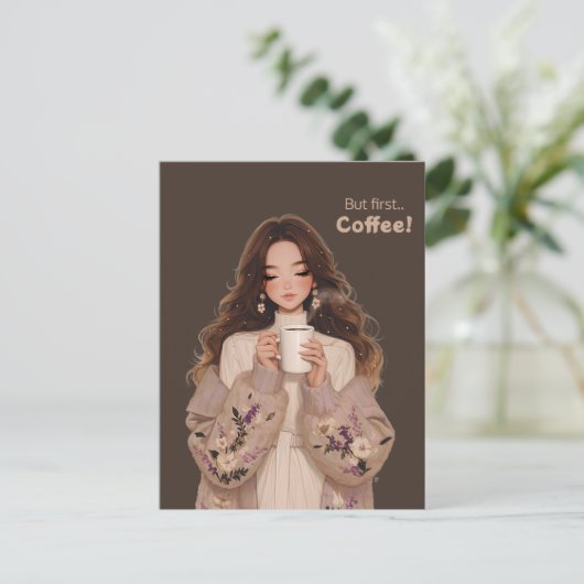 Koffieuitnodiging Briefkaart (Staand voorkant)