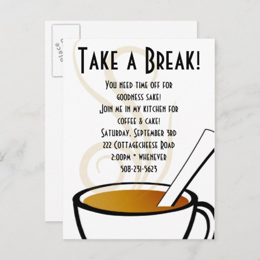 Koffieuitnodiging Uitnodiging Briefkaart (Voorkant / Achterkant)