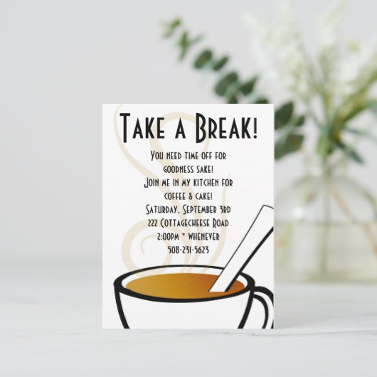 Koffieuitnodiging Uitnodiging Briefkaart (Staand voorkant)