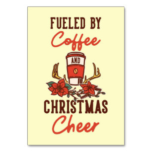 Koffiever met koffie en kerstmis kaart