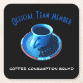 Koffieverbruikspad | Blauwe beker en saucer Kartonnen Onderzetters (Voorkant)