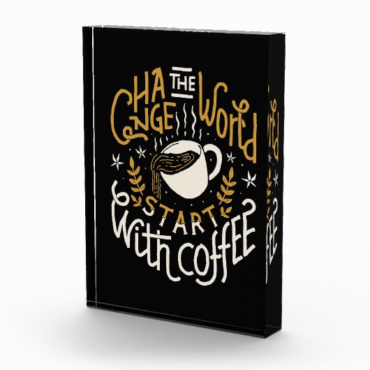 Koffieverlenging verandert het wereldbegin met kof fotoblokken (Rechts)