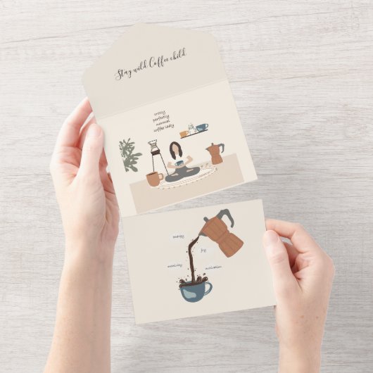 Koffieverlengkaart All In One Uitnodiging (Afscheurbaar)