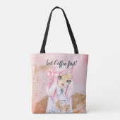 Koffieverslaafde blogger girl planner canvas tas (Achterkant)