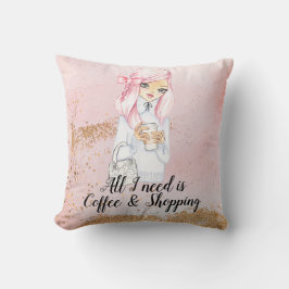 Koffieverslaafde blogger girl planner canvas tas kussen