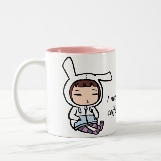 Koffieverslaafde bunny tweekleurige koffiemok (Links)