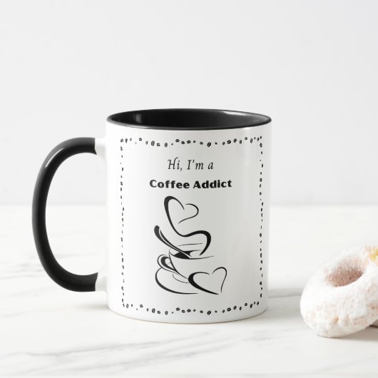 Koffieverslaafde Hot Coffee Cup Mok (Met donut)