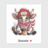 Koffieverslaafde Koe Sticker (Vel)
